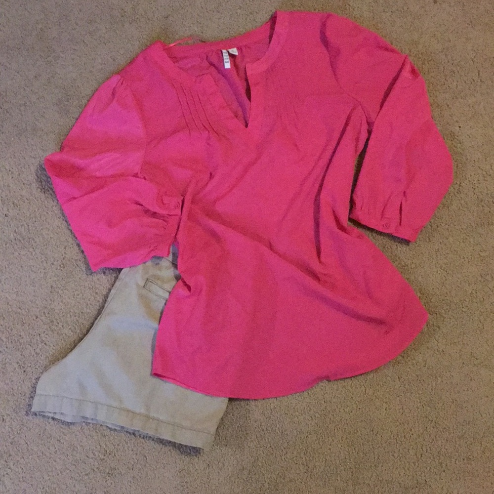 Elle 3/4 sleeve pink blouse